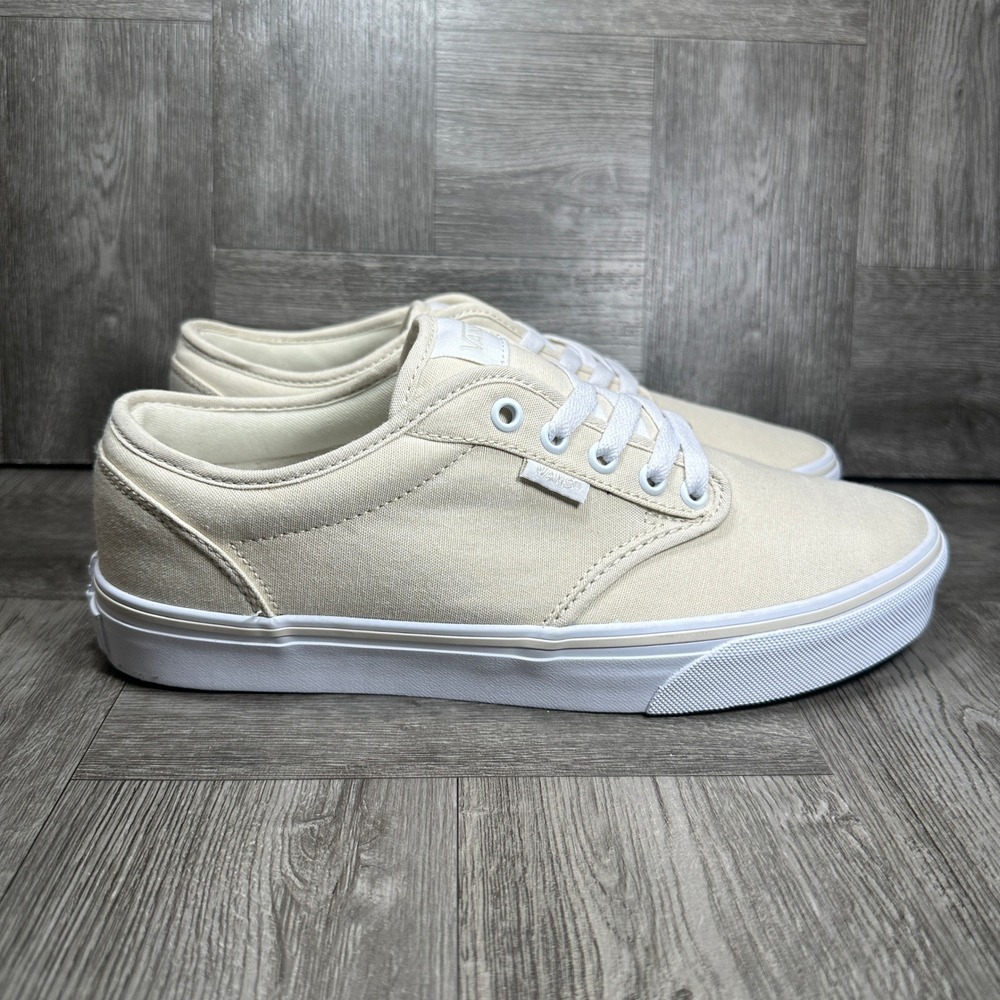 Vans Atwood Sneakers Women 10 Cream Canvas Low Top Casual Neutral NEW